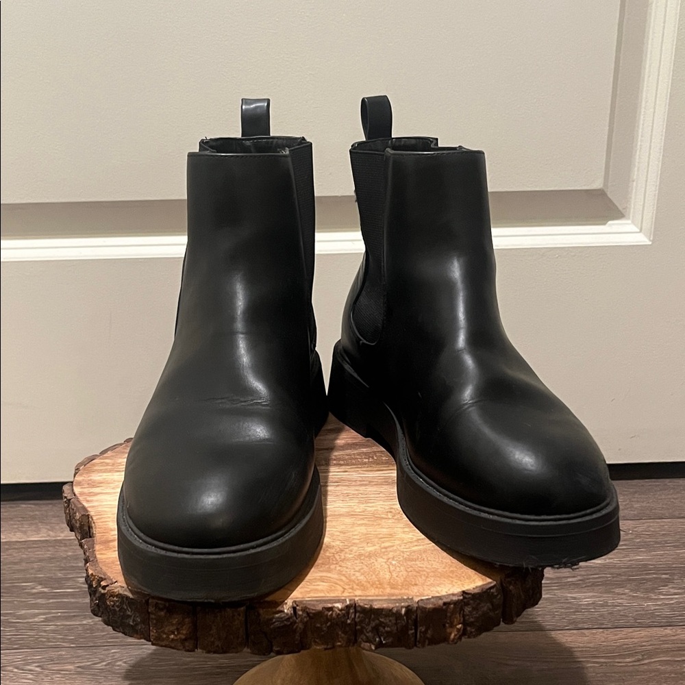 Black Leather Ankle Boots